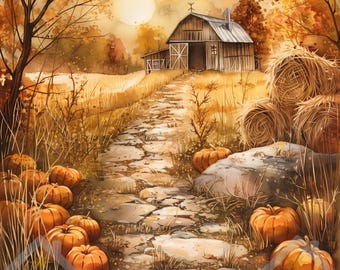 Cottagecore Autumn Illustration Set: 50 Rustic JPEG Prints (Digital Download)