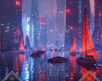Cyberpunk Cityscapes Art: 50 Neon Sci-Fi Digital Prints (Digital Download)