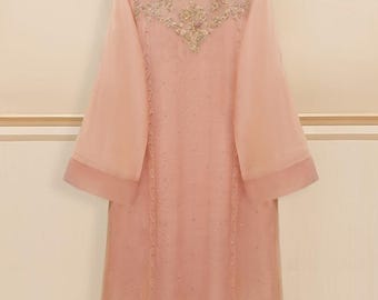 Agha Noor Pure Embroidered 2pc Cotton Net Suit