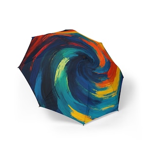 Vibrant Artistic Umbrella, Colorful Foldable Umbrella, Artistic Gifts, Unique Umbrella for Rain or Sun, Stylish Weather Gear