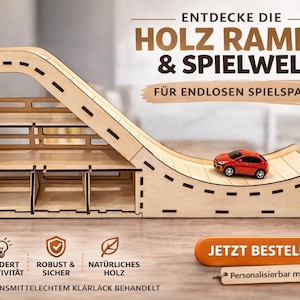 Houten speelgoedautohelling – speelgoedautoplank met gepersonaliseerde naam – cadeau voor kinderkamer, Pasen, verjaardag