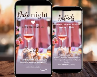 Animated Date Night Text Invitation: (Digital Download), Romantic Date Night Idea