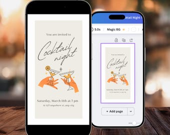 Animated Cocktail Night Invitation: Digital Text/Email Evite, Retro Boozy Bash Invitation