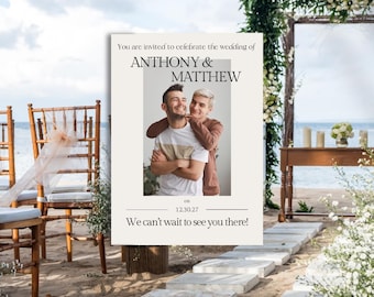 Simple Photo Wedding Invitation: (Digital Download), (Canva Editable), Minimalistic Wedding Invite