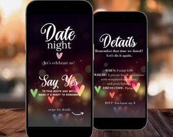 Animated Date Night Text Invite Template for Canva | Romantic Couple’s Evening Invitation | Editable Digital Date Invitation