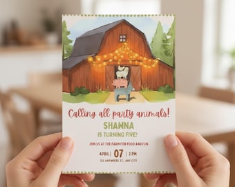 Farm Party Animals Birthday Invitation Template: (Digital Download), Kid's Birthday Party