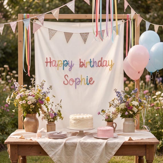 Personalized Baby Birthday Banner, Newborn Name Tapestry, Sweet One Birthday Backdrop, Princess Party Banner, Girls First Birthday Sign