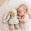 Newborn Keepsake Bunny Plush, Personalized Name Rabbit Stuffed Animal, Baby Shower Gift, New Baby Lovey