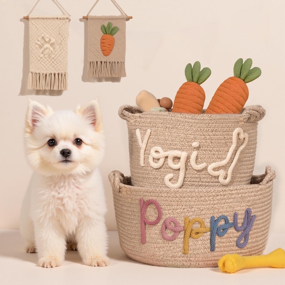 Personalized Dog Toy Basket · Pet Toy Box · Dog Name Gift · Dog Basket Gift · Pet Storage Basket · Cozy Bed for Small Pets · Dog Lover Gifts