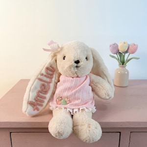 Newborn Keepsake Bunny Plush, Personalized Name Rabbit Stuffed Animal, Baby Shower Gift, New Baby Lovey image 8