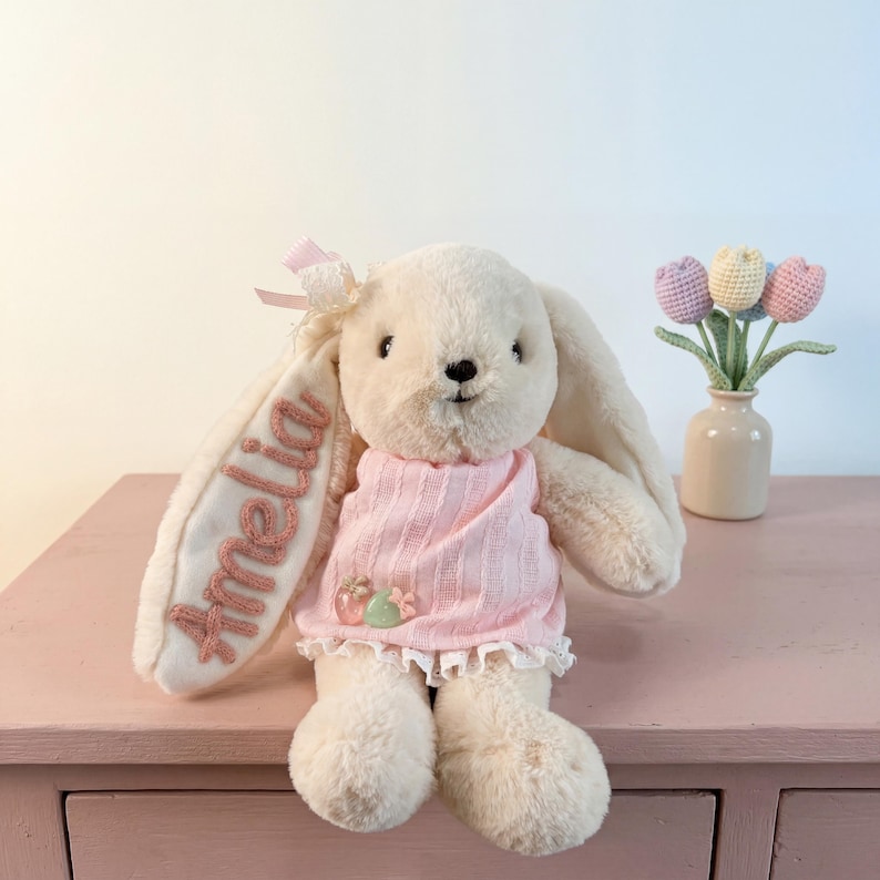 Newborn Keepsake Bunny Plush, Personalized Name Rabbit Stuffed Animal, Baby Shower Gift, New Baby Lovey image 8