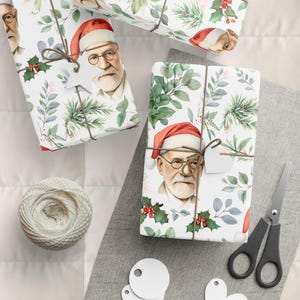 sigmund freud christmas wrapping paper, psychoanalysis, psychiatry, psychiatrist gift, carl rogers, psychology major, carl jung