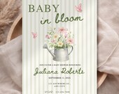 Baby in Bloom Baby Shower Invitation, Garden Baby Shower Invite, Floral Baby Shower, Spring Baby Shower, Editable Digital Canva Template