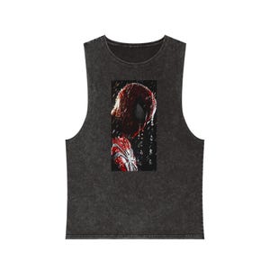 Unisex Stonewash Tank Top with Spider-Man Design | Retro Graphic Tee, Casual Summer Wear, Gift for Superhero Fans, Festival Outfit
