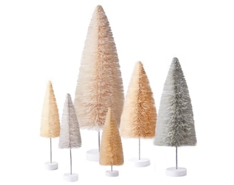 Bottle Brush Trees Set - Winter White (6 pcs)