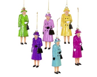 Queen Elizabeth II Glass Ornament / Queen Elizabeth II Figurine with Handbag Ornament