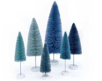 Bottle Brush Trees Set - Blue (6 pcs)