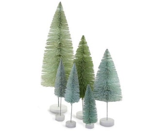 Bottle Brush Trees Set - Winter Green (6 pcs)