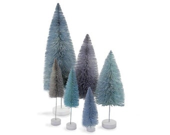 Bottle Brush Trees Set - Winter Blue (6 pcs)