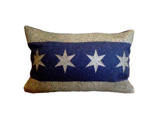 Ready To Ship Chicago Flag Pillow Cover From Military Blanket Etsy