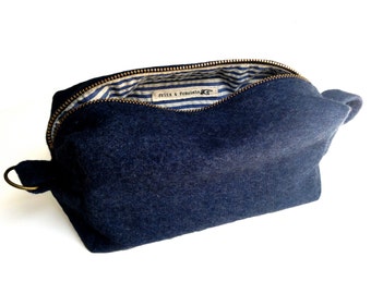 Medium Dopp Kit - Navy Blue Military Blanket