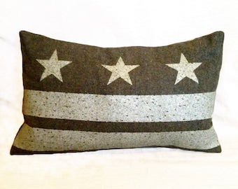 Washington D.C. Flag Pillow Cover from Military Blanket - Olive Green