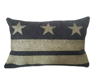 Washington D.C. Flag Pillow Cover - Charcoal Gray