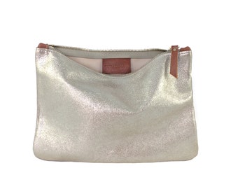 Medium Metallic Leather Clutch / Pouch (multiple colors)