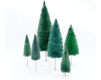 Bottle Brush Trees Set - Teal Green (6 pcs)