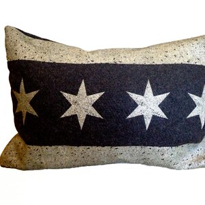Chicago Flag Pillow Cover from Military Blanket - Charcoal Gray