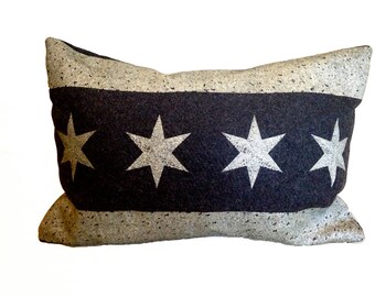 Chicago Flag Pillow Cover from Military Blanket - Charcoal Gray