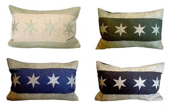 Ready To Ship Chicago Flag Pillow Cover From Military Blanket Etsy
