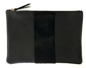 Large Clutch / Pouch w/hair on calf stripe (multiple colors)