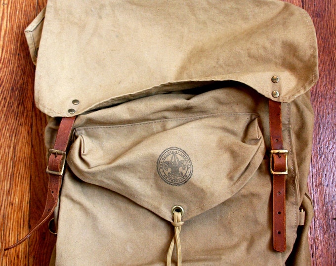 Boy Scout Backpack Deluxe Yucca, Canvas, Leather, Circa 1960's Etsy