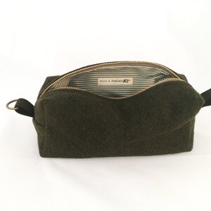 Medium Dopp Kit / Toiletry Bag- Olive Military Blanket