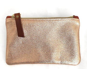 Small Metallic Leather Coin Pouch (multiple colors)