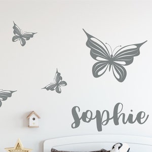 Butterfly Name Decals, Butterfly with Name Vinyl Decals, Butterflies Wall Decals, Custom Name Decal, Girls Room Decor, Girls Nursery Decor
