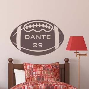 Football Decal-Foot Ball Wall Decal-Kids Wall Vinyl-Football Sports Decal-Personalized name and Number Decal-Boys Wall Decor-Sports Decals