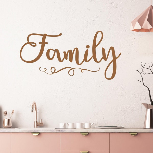 Family Swirl Wall Decal-Family Word Decal-Family Home Decor-Family Wall Decor-Inspiration Quotes-Farmhouse Decor-Fall Decor