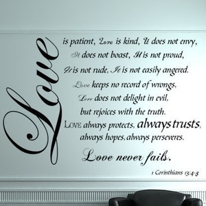 Love is Patient-Love is Kind decal-Bible Verse Wall Decal-1 Corinthians 13-Religious wall decal-Spiritual decal-Shipping Included image 2