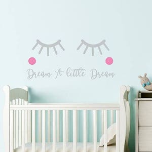 Lashes Decal, Dream A Little Dream-Kawaii Eyes, Personalized Girls Name Wall Decal