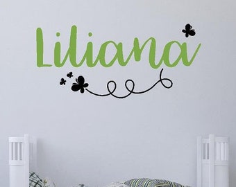 Girls Name with Butterflies-Girl Nursery-Butterfly Names-Personalized Name Decal-Girls Room Name-Girls Bedroom Decor-Girls Decal-Girls Decor