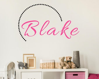 Girls Script Name Decal-Semi Circle with Name-Modern Name Decal-Monogram Decals-Trendy Wall Decor-Script Names-Baby Shower Gifts