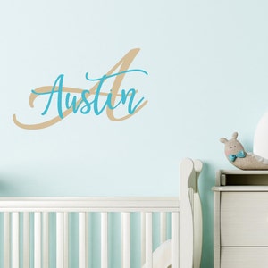 Monogram Name & Initial Wall Decal-Personalized Name Nursery Wall Decal-Monogram Wall Decals-Nursery Decor-Baby Nursery-Nursery Decals
