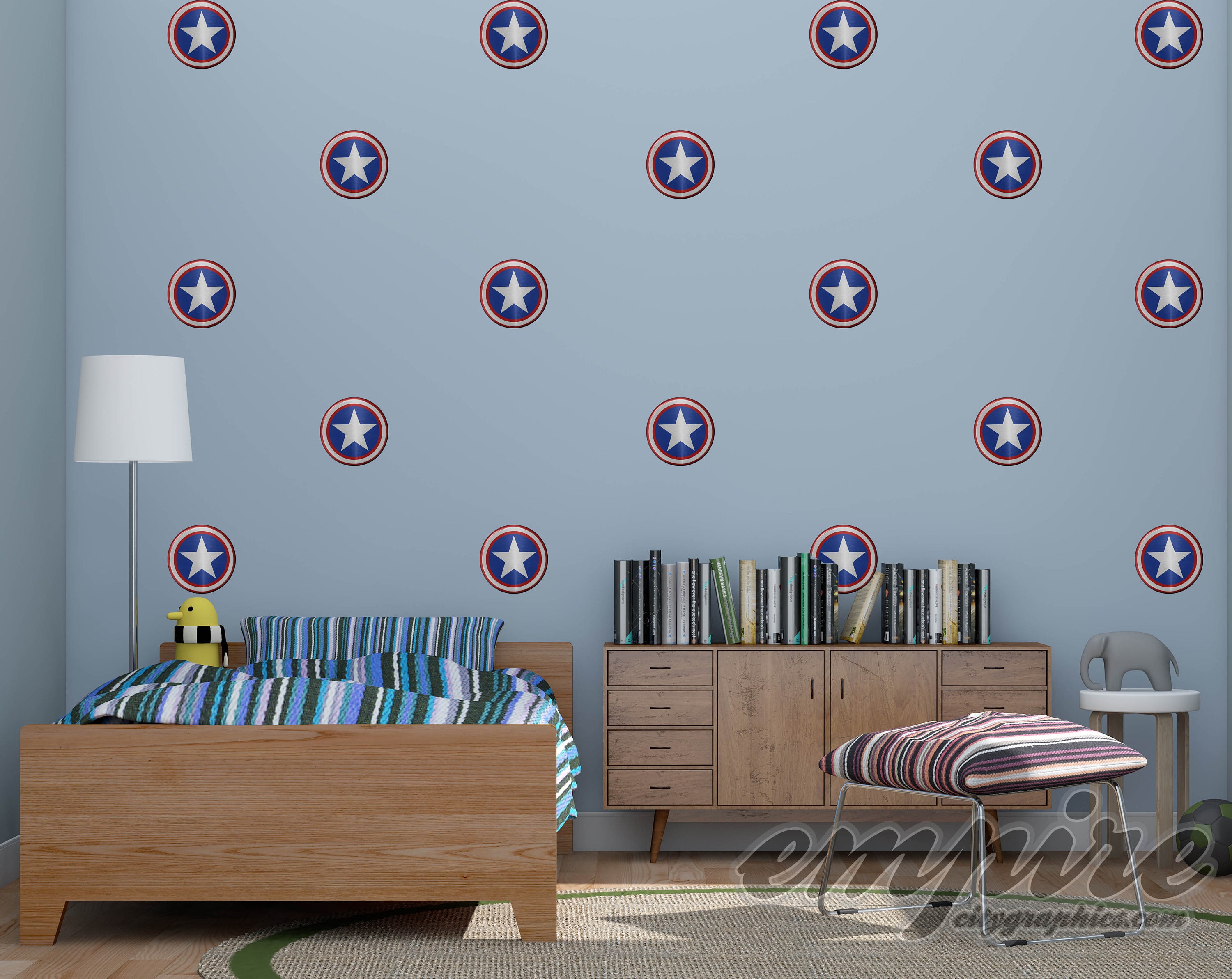 Mini Superhero Shield Printed Wall Decals Comic Book Shields Captain America Style Shield