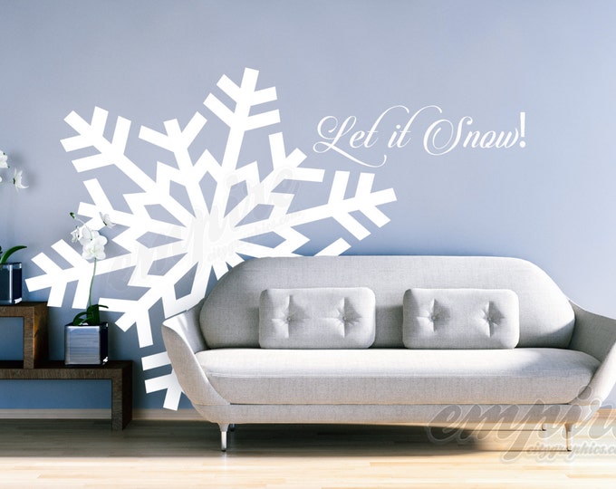 Large Snowflake Decals, Giant Snowflakes, Holiday Decals, Let It Snow