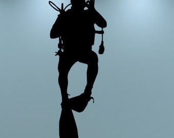 Scuba Diver Vinyl Decal-Diving Wall Art Decal-Diver Wall Decal-Underwater Swimmer Decal