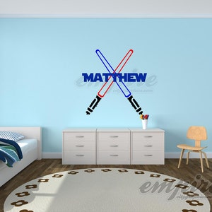 Star Wars Decal, Personalized Name decals, Light Sabers decal, Star Wars Name, Boys Name decals, Custom Jedi Name