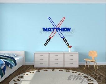 Star Wars Decal, Personalized Name decals, Light Sabers decal, Star Wars Name, Boys Name decals, Custom Jedi Name