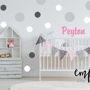 Polka Dots Decal-Circles-Bubbles Stickers-Boys Nursery-Personalization-Custom Name-Dots Vinyl Decals-Wallpaper-Pattern zdjęcie 2